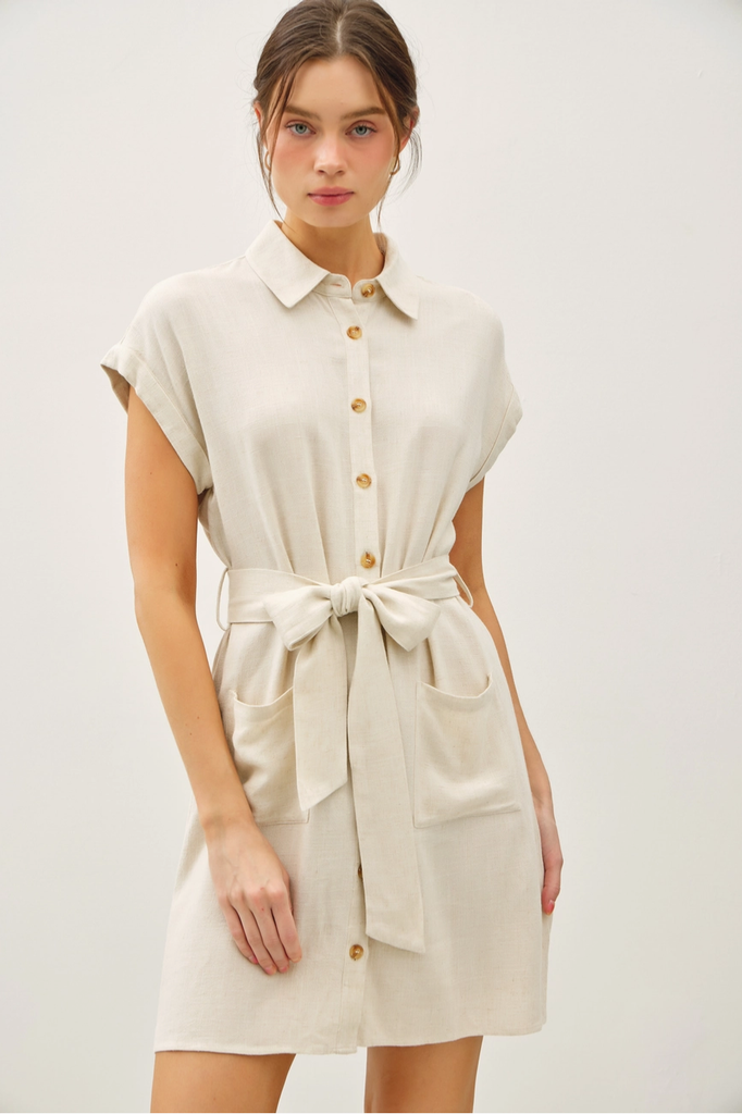 Be Cool Button Up Short Sleeve Dress