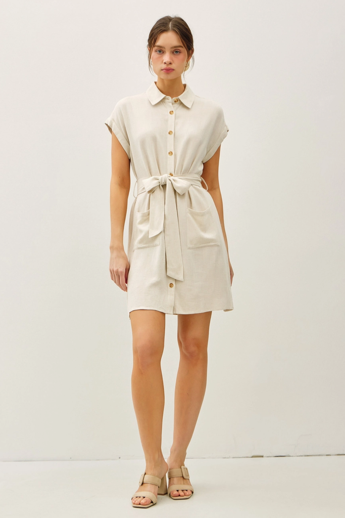 Be Cool Button Up Short Sleeve Dress