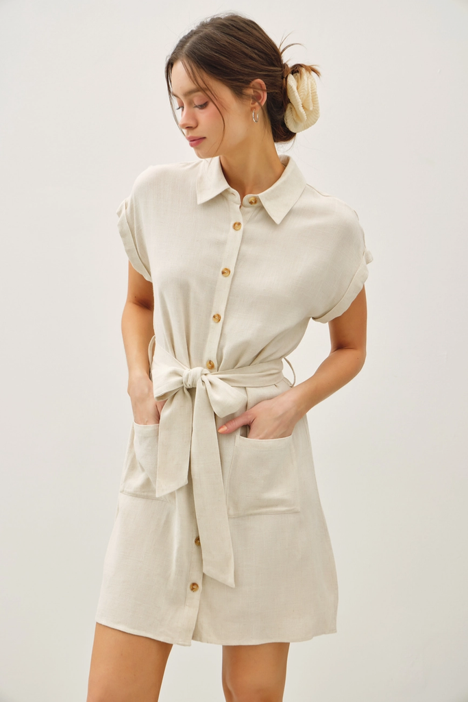 Be Cool Button Up Short Sleeve Dress
