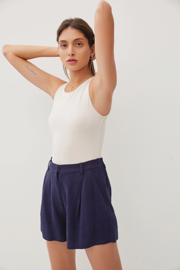 Be Cool Linen Blend Pleated Shorts