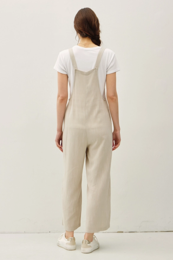 Be Cool Pinstripe Linen Overalls