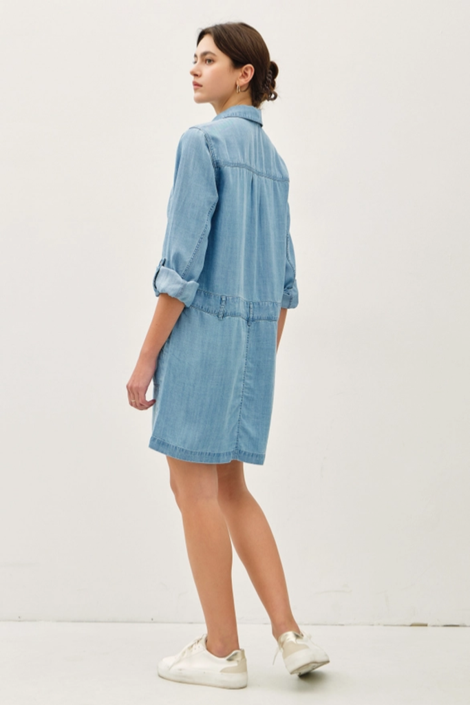 Be Cool Camp Sleeve Tencel Denim Dress