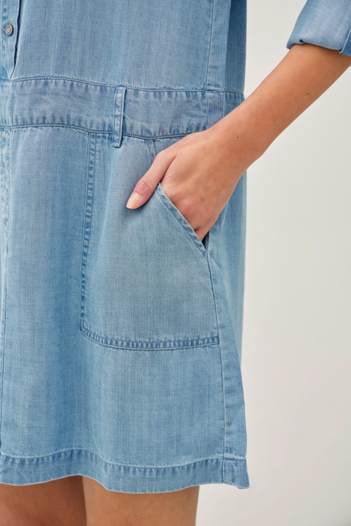Be Cool Camp Sleeve Tencel Denim Dress