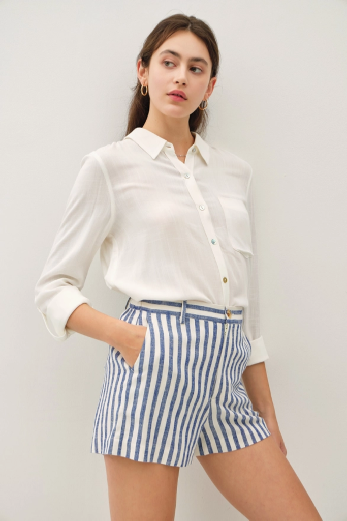 Be Cool Striped Linen Blend Shorts