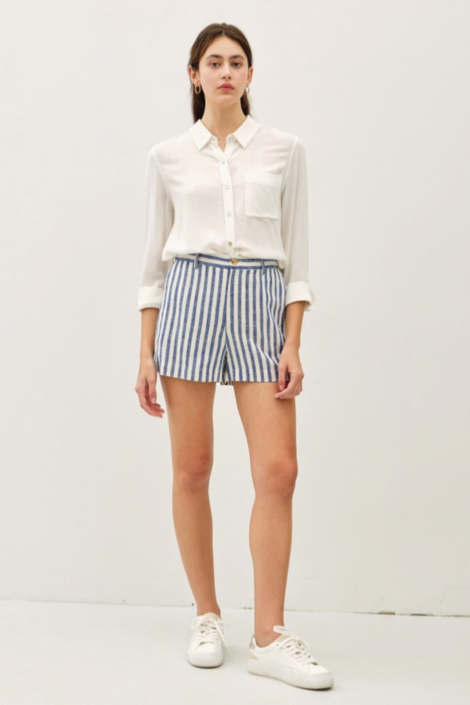 Be Cool Striped Linen Blend Shorts