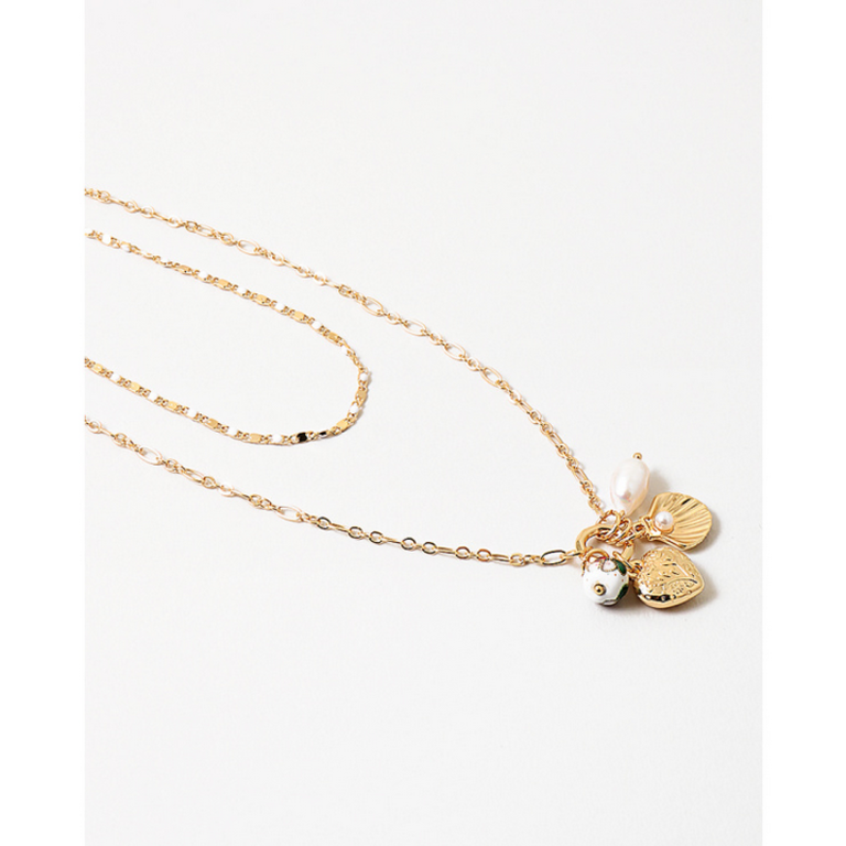 Blue Suede Jewels Shell, Heart, Bead, and Pearl Charm Necklace