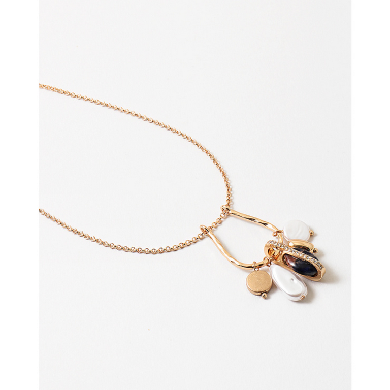 Blue Suede Jewels Neutral Tone Charm Necklace