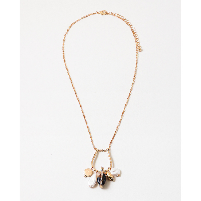 Blue Suede Jewels Neutral Tone Charm Necklace