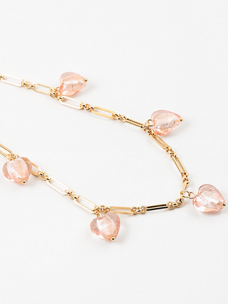 Blue Suede Jewels Glass Heart Necklace