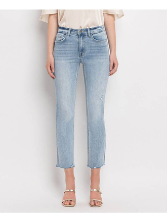 Flying Monkey High Rise Crop Straight Jeans in Polite Flying Monkey High Rise Crop Straight Jeans in Polite