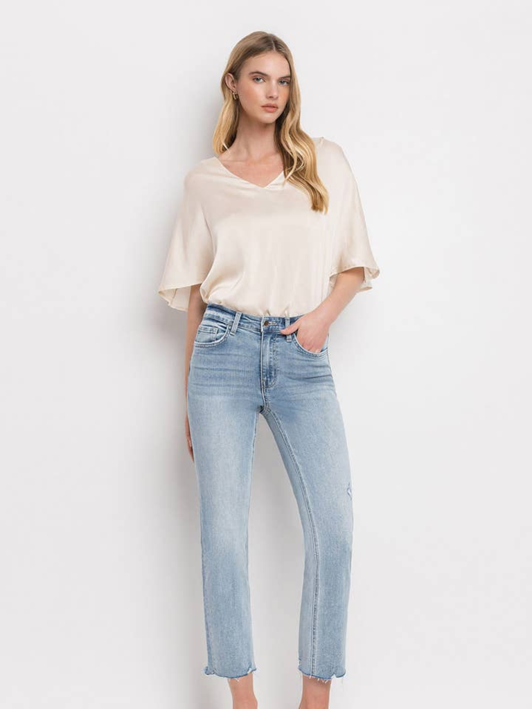 Flying Monkey High Rise Crop Straight Jeans in Polite
