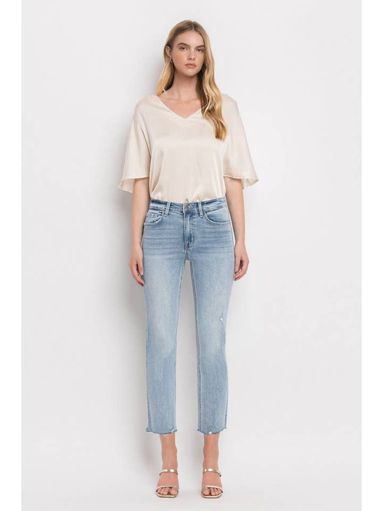 Flying Monkey High Rise Crop Straight Jeans in Polite