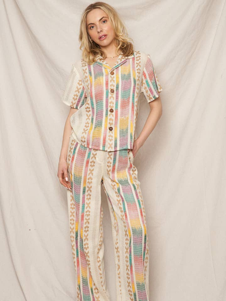 En Creme Colorful Embroidered Pants