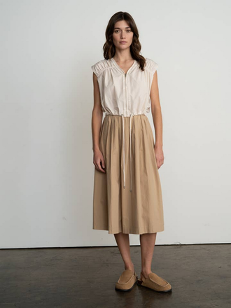 Elle Grey Shirred Detail Drawstring Blouse