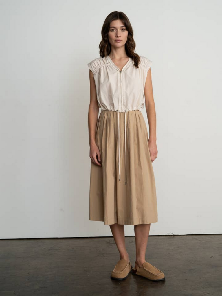 Elle Grey Copy of Striped Side Pleated Detailed Long Dress