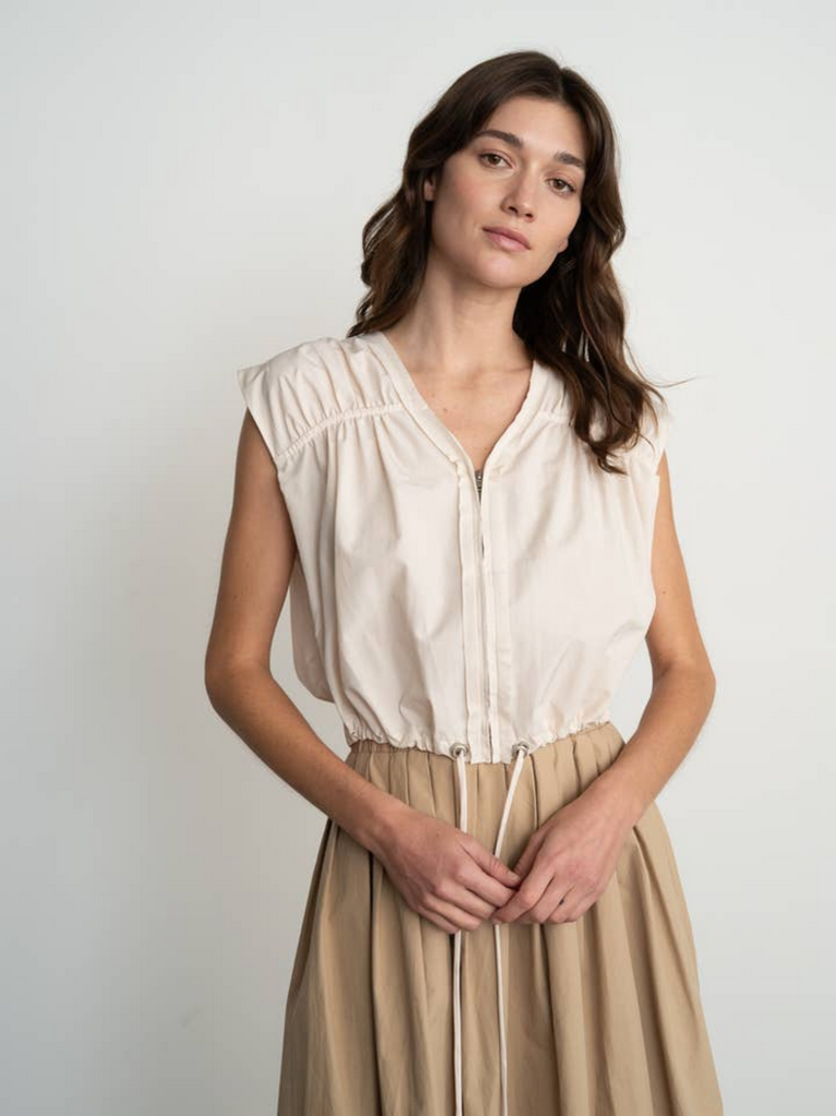 Elle Grey Copy of Striped Side Pleated Detailed Long Dress