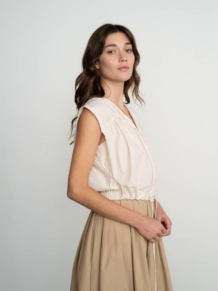 Elle Grey Copy of Striped Side Pleated Detailed Long Dress