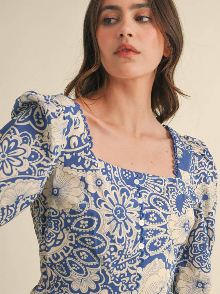 & Merci Scallop Lace Trim Peplum Top