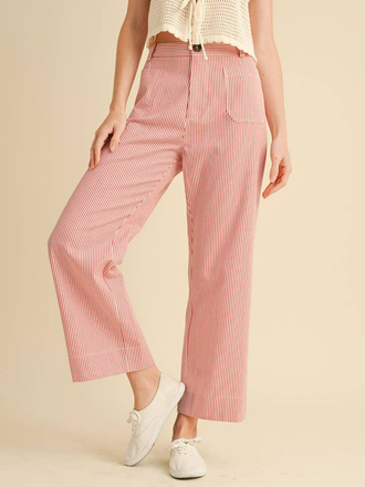 & Merci Striped High Waist Wide Leg Pants