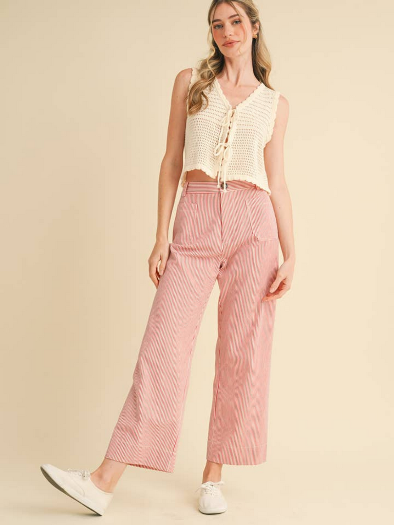 & Merci Striped High Waist Wide Leg Pants