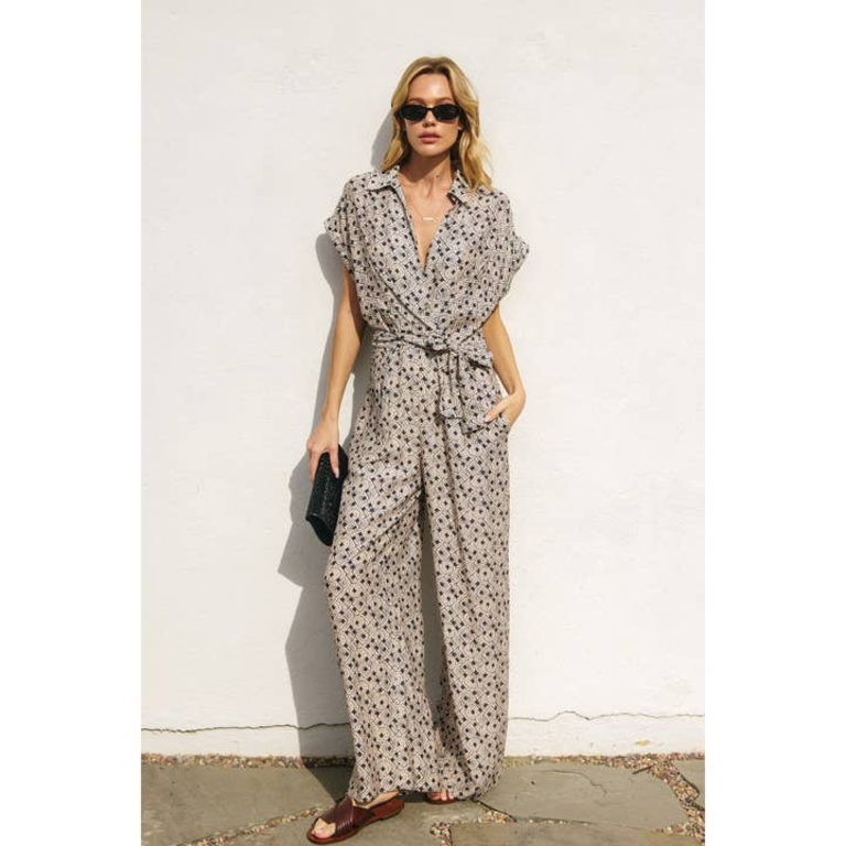 Dress Forum Coffee Chat Surplice Waist Tie Jumpsuit