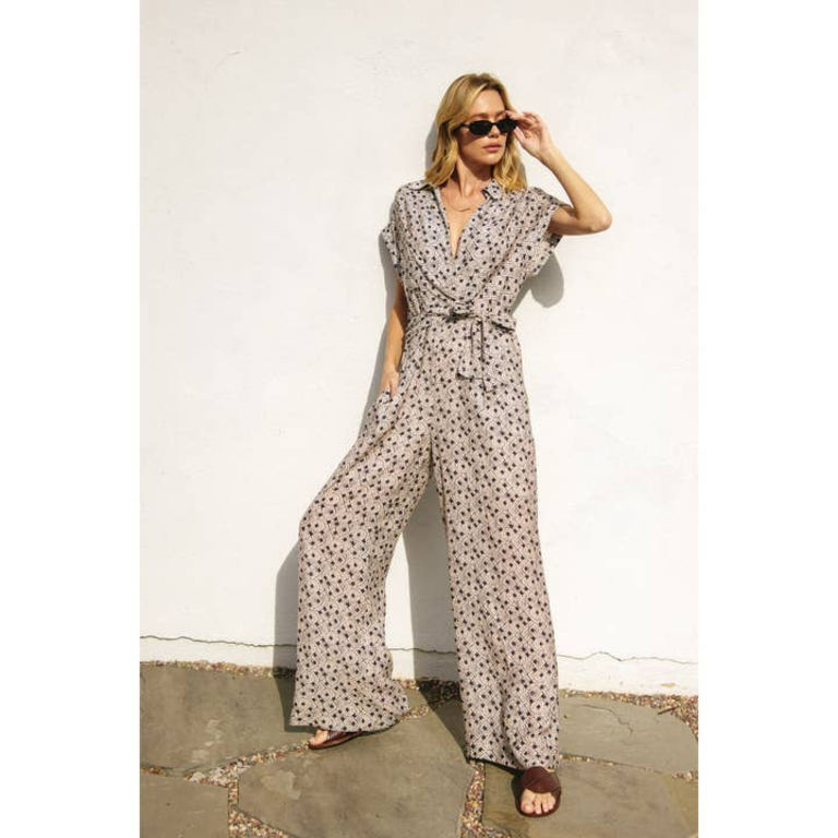 Dress Forum Coffee Chat Surplice Waist Tie Jumpsuit