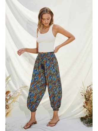 Dress Forum Diamond Smocked Waist Slouchy Pants