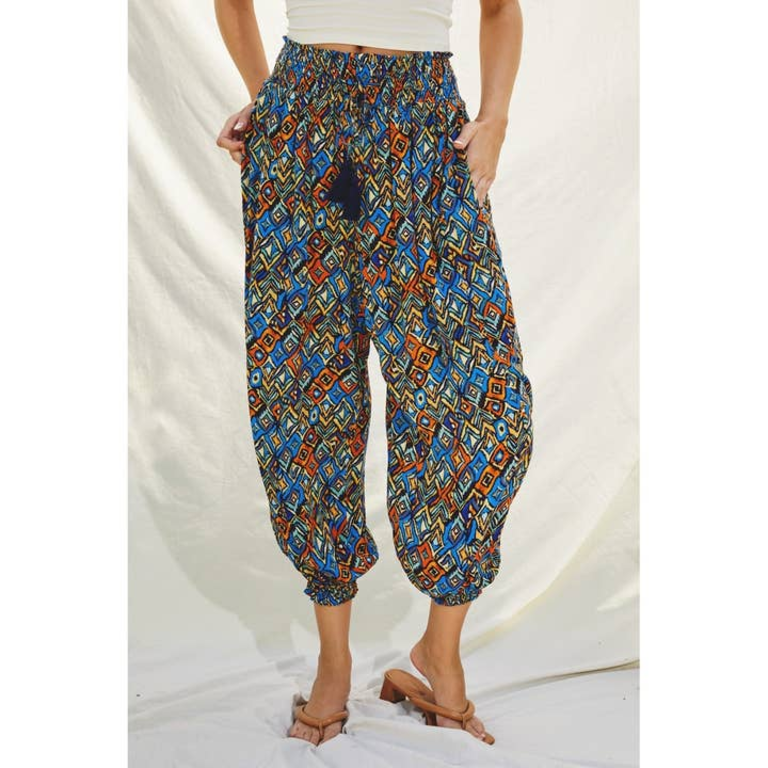Dress Forum Diamond Smocked Waist Slouchy Pants