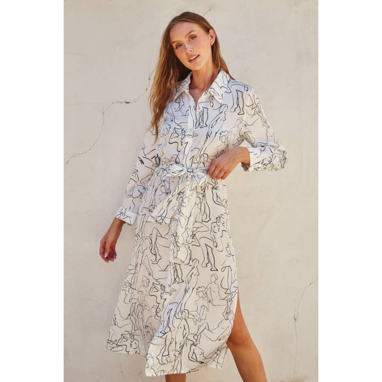 Dress Forum In A Mood Satin Shirt Dress