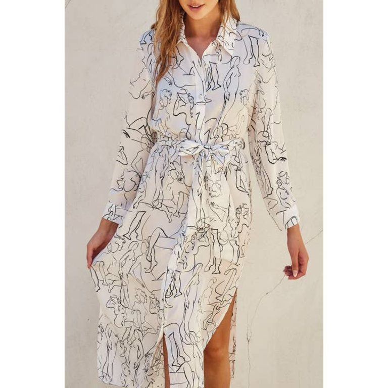 Dress Forum In A Mood Satin Shirt Dress