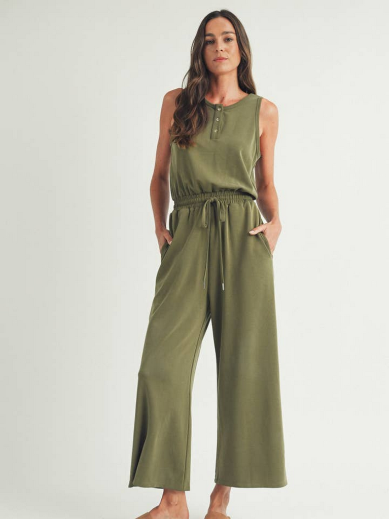 Elle Grey Easygoing Henley Jumpsuit