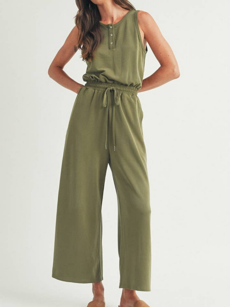 Elle Grey Easygoing Henley Jumpsuit