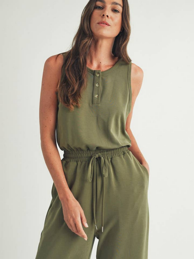 Elle Grey Easygoing Henley Jumpsuit