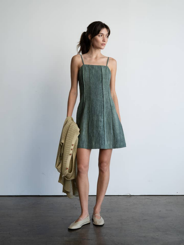 Elle Grey Linen Strappy Mini Dress