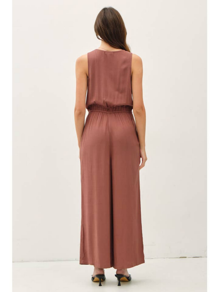 Be Cool Button Up V-Neck Jumpsuit