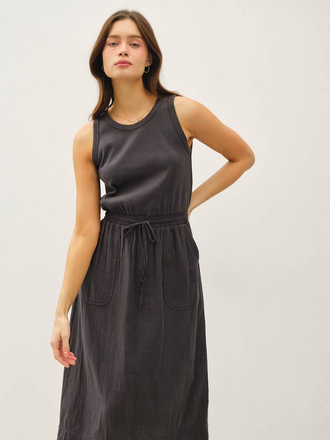 Be Cool Cotton Tank Dress W Gauze Skirt