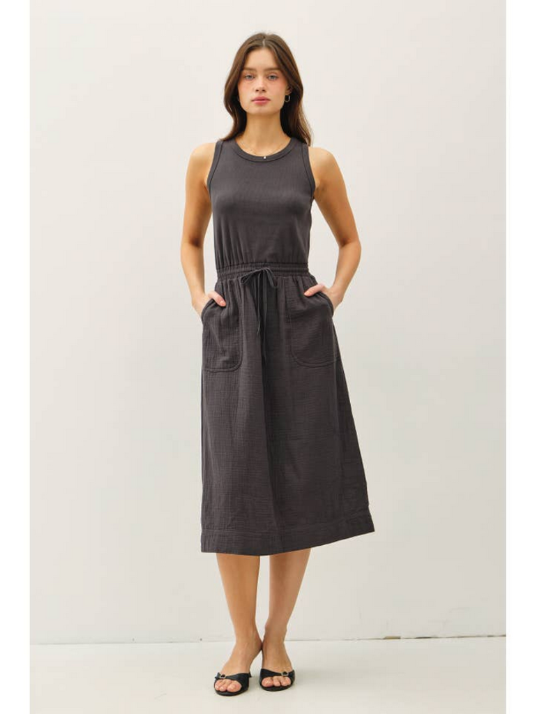 Be Cool Cotton Tank Dress W Gauze Skirt