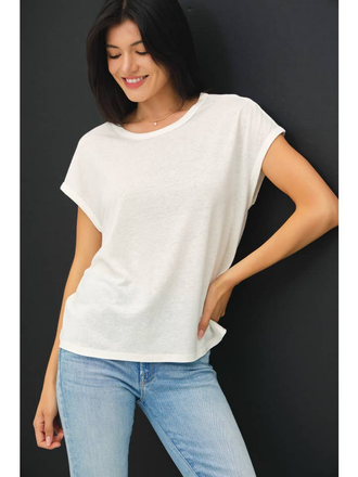 Be Cool Linen Blended Cap Sleeve Boxy Tee