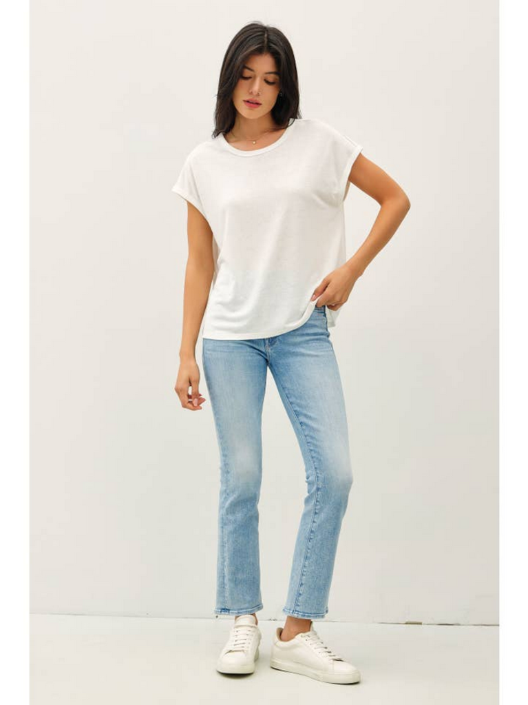 Be Cool Linen Blended Cap Sleeve Boxy Tee