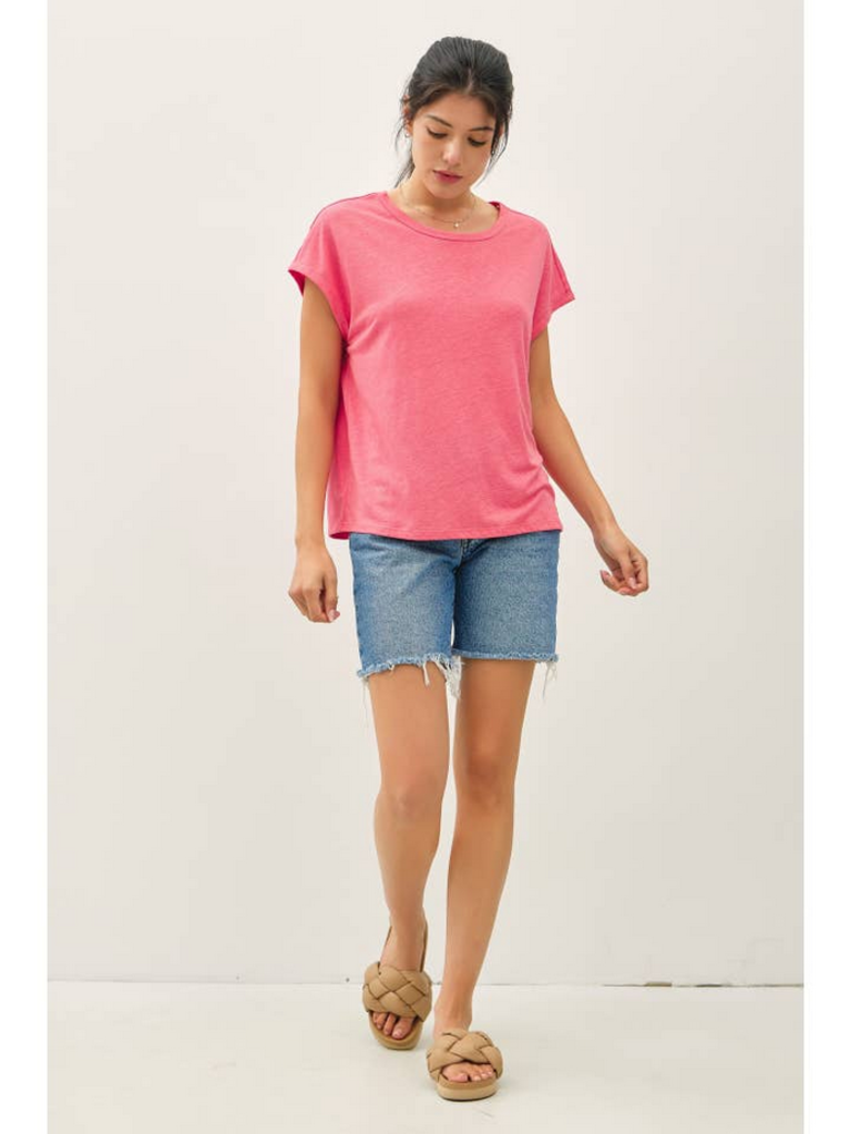 Be Cool Linen Blended Cap Sleeve Boxy Tee