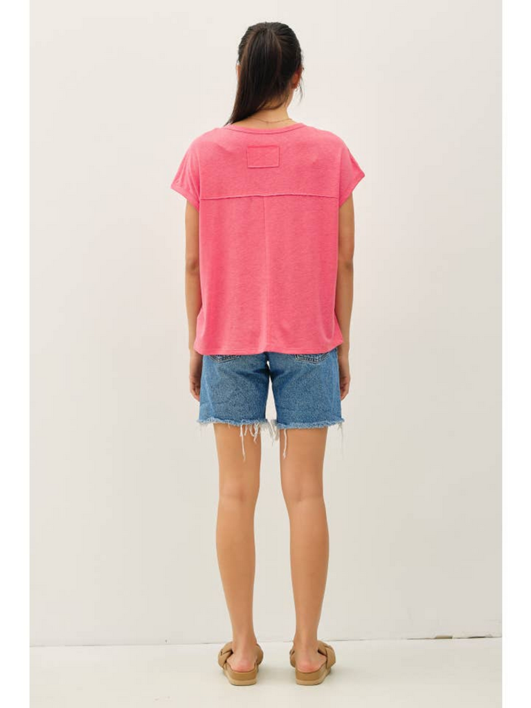 Be Cool Linen Blended Cap Sleeve Boxy Tee