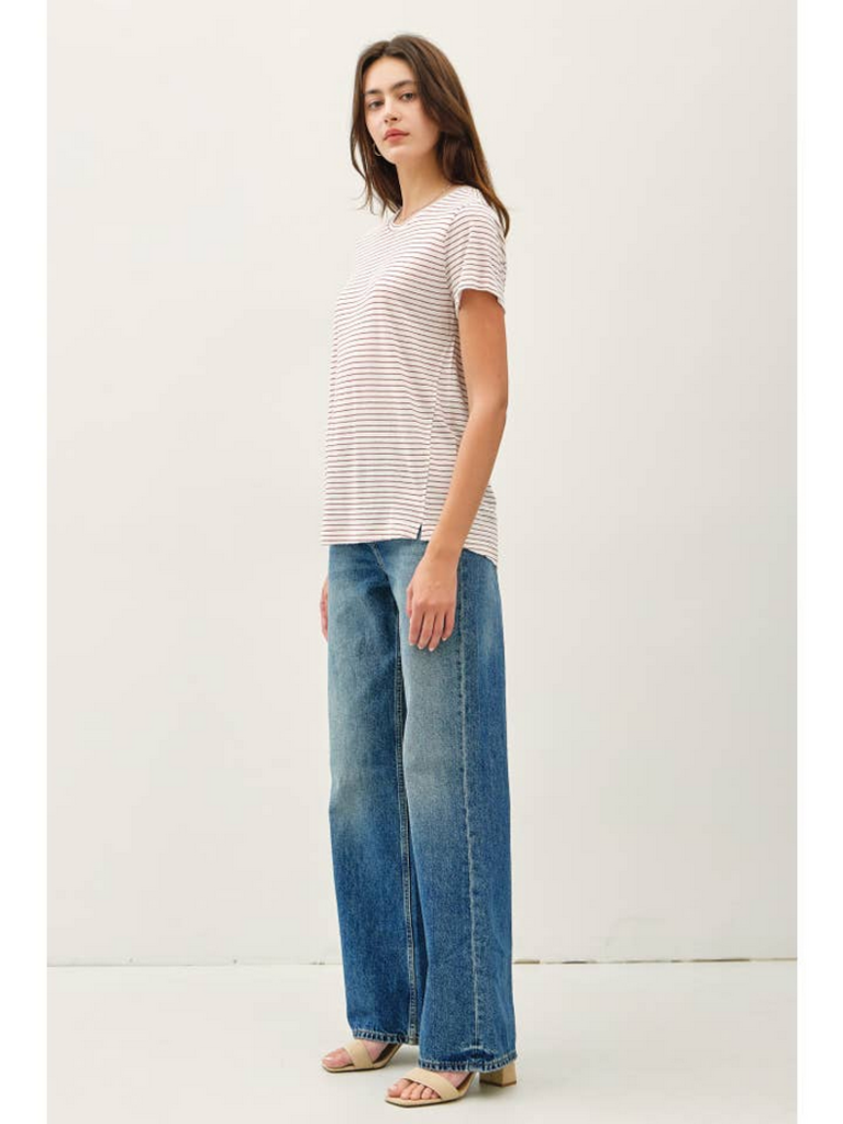 Be Cool Short Sleeve Striped Relaxed Tee