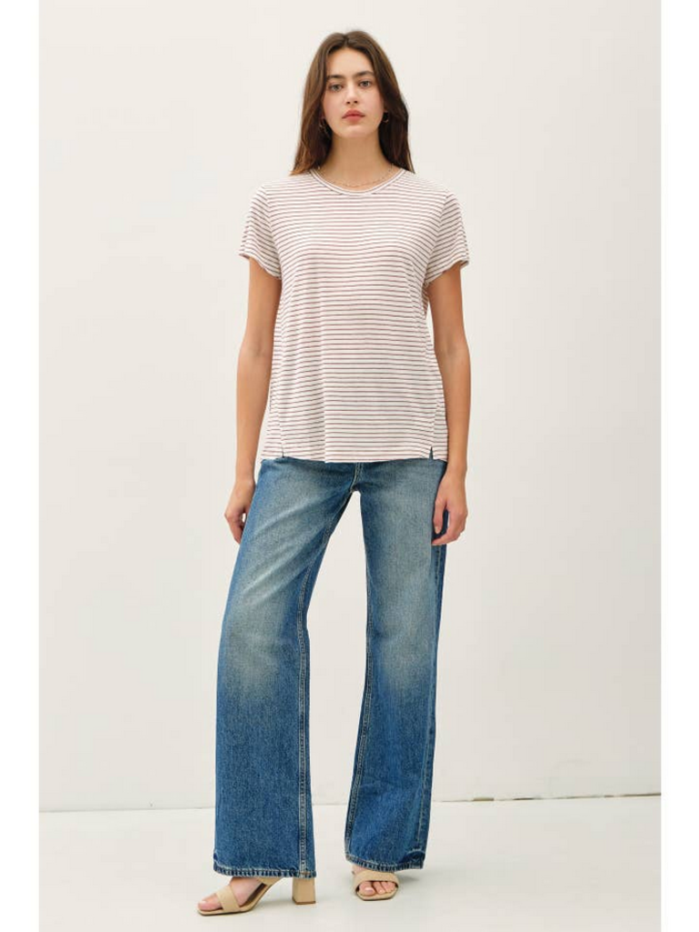 Be Cool Short Sleeve Striped Relaxed Tee