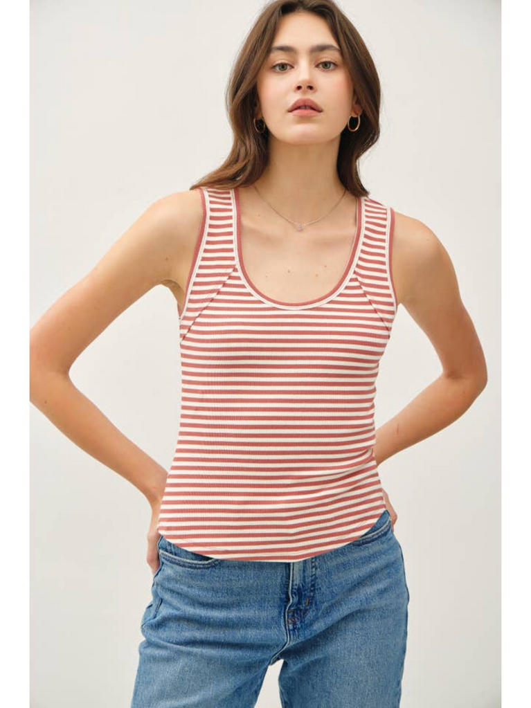 Be Cool Striped Ribbed Cotton Tank