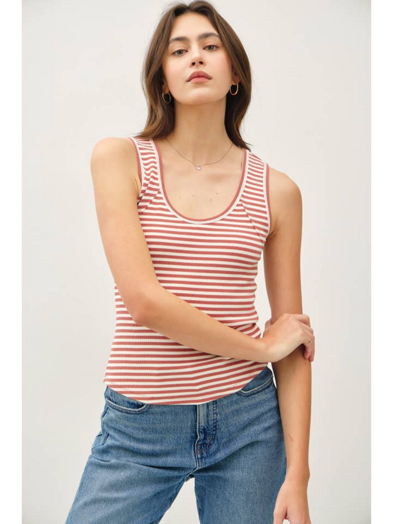 Be Cool Striped Ribbed Cotton Tank
