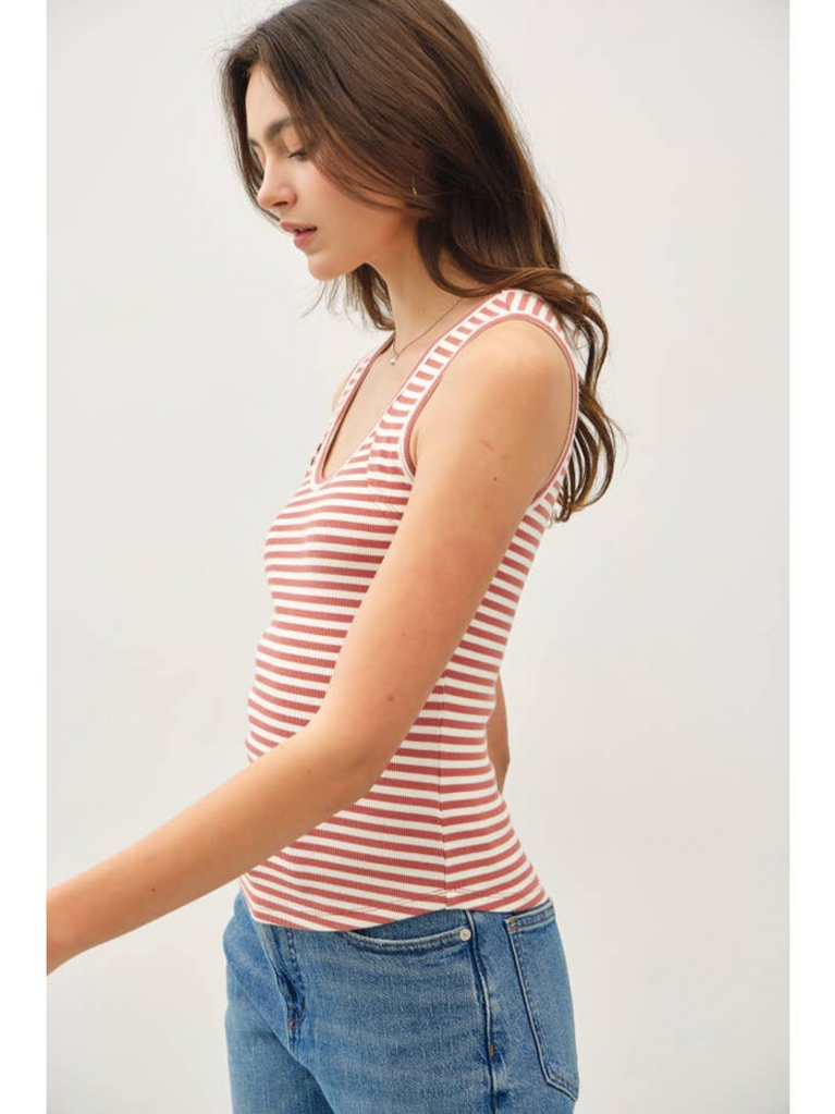 Be Cool Striped Ribbed Cotton Tank