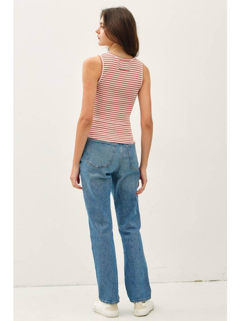 Be Cool Striped Ribbed Cotton Tank