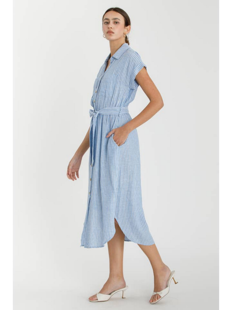 Be Cool Striped Utility Shirt Dress