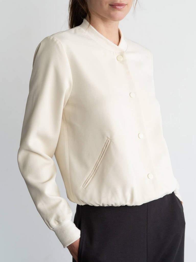 Elle Grey Minimal Buttery-Textured Blouson Jacket