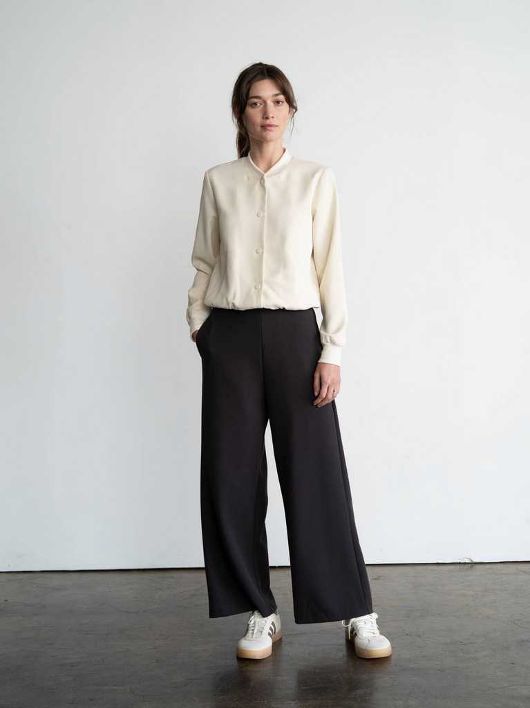 Elle Grey Minimal Buttery-Textured Blouson Jacket